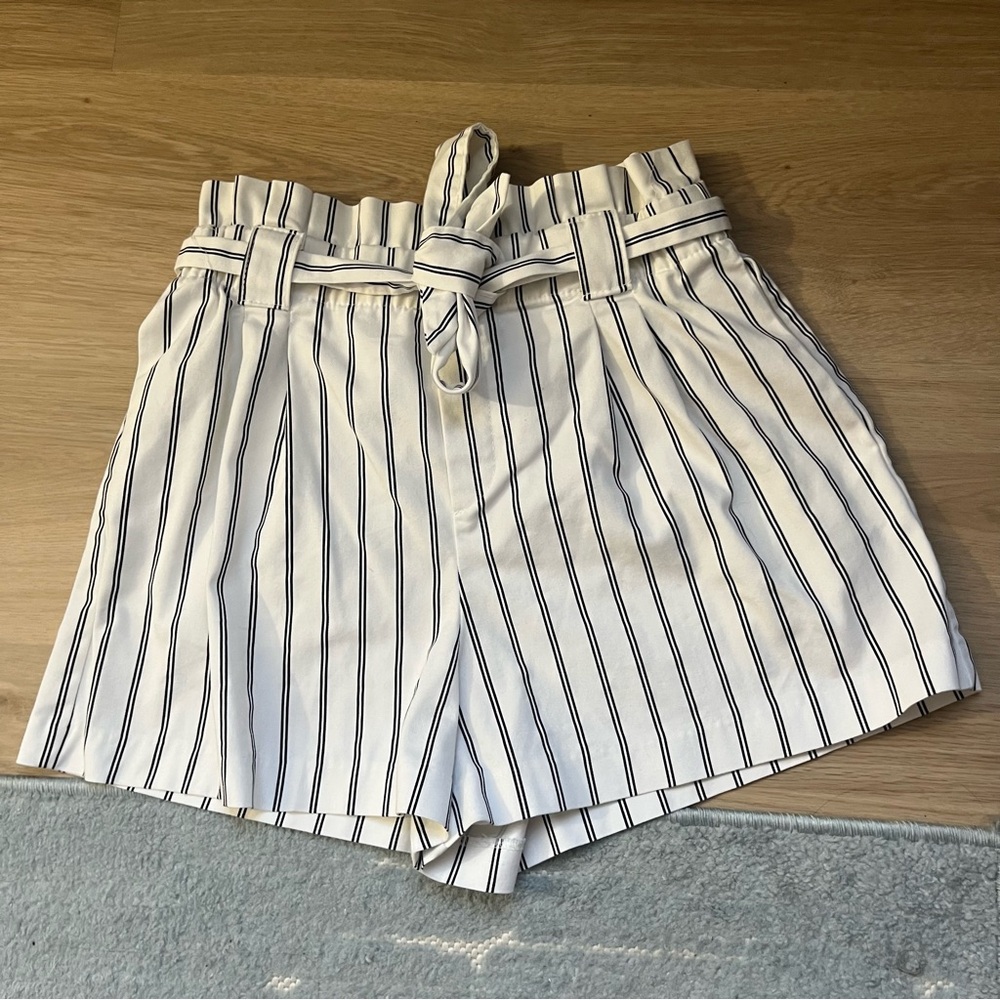 Zara striped paper bag shorts